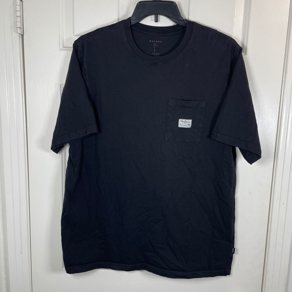 Malbon Golf Buckets Safari Hat Black Pocket Graphic Tee Mens Large Made in USA - Picture 2 of 10